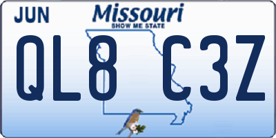 MO license plate QL8C3Z