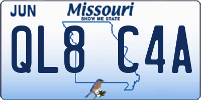 MO license plate QL8C4A