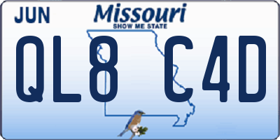 MO license plate QL8C4D