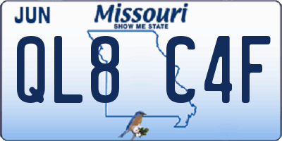 MO license plate QL8C4F