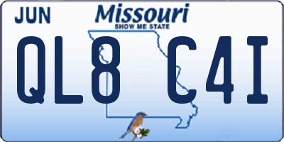 MO license plate QL8C4I