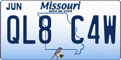 MO license plate QL8C4W