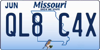 MO license plate QL8C4X