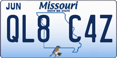 MO license plate QL8C4Z