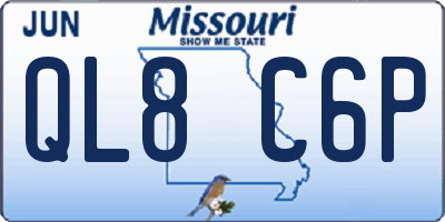 MO license plate QL8C6P
