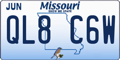 MO license plate QL8C6W