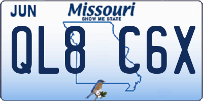 MO license plate QL8C6X