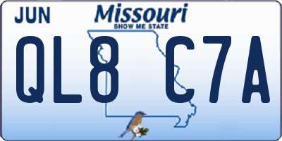 MO license plate QL8C7A