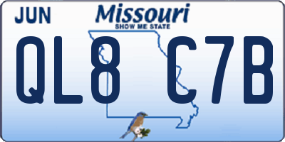 MO license plate QL8C7B