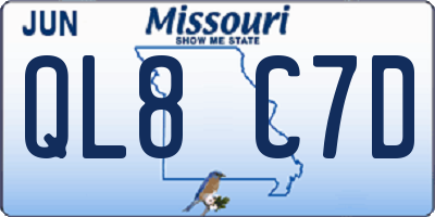 MO license plate QL8C7D