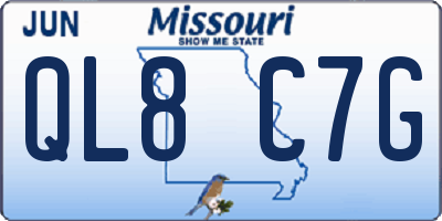 MO license plate QL8C7G