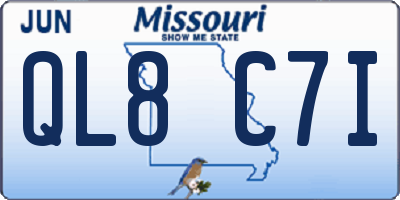 MO license plate QL8C7I