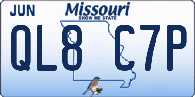 MO license plate QL8C7P