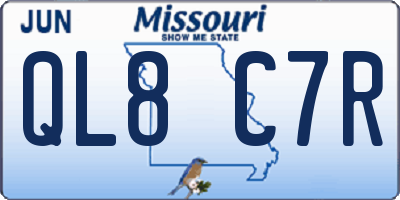 MO license plate QL8C7R