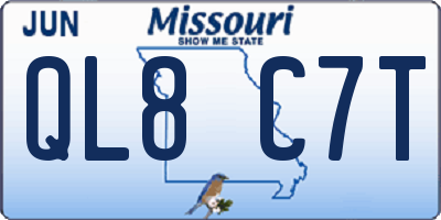 MO license plate QL8C7T