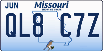 MO license plate QL8C7Z