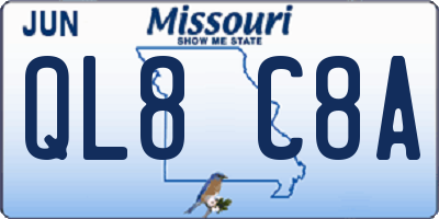 MO license plate QL8C8A