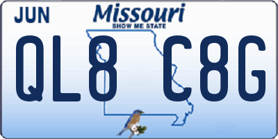 MO license plate QL8C8G