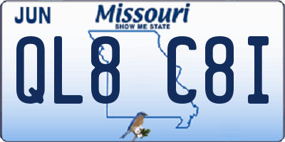 MO license plate QL8C8I