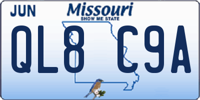 MO license plate QL8C9A