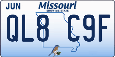 MO license plate QL8C9F