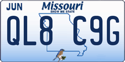 MO license plate QL8C9G