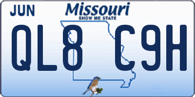 MO license plate QL8C9H