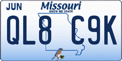 MO license plate QL8C9K