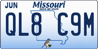 MO license plate QL8C9M