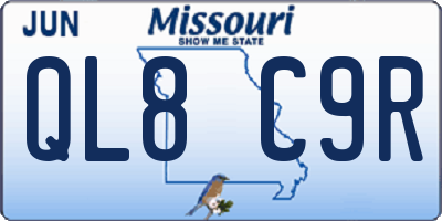 MO license plate QL8C9R