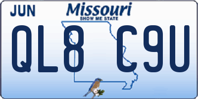 MO license plate QL8C9U