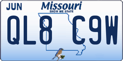 MO license plate QL8C9W