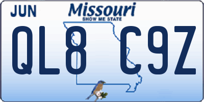 MO license plate QL8C9Z