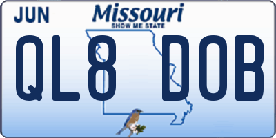 MO license plate QL8D0B