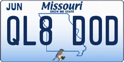 MO license plate QL8D0D
