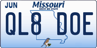 MO license plate QL8D0E