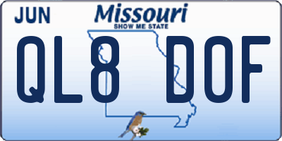 MO license plate QL8D0F