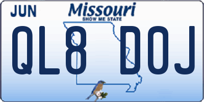 MO license plate QL8D0J