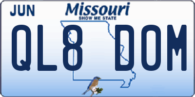 MO license plate QL8D0M