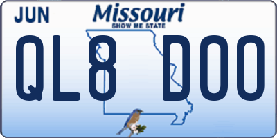 MO license plate QL8D0O