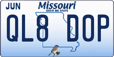 MO license plate QL8D0P