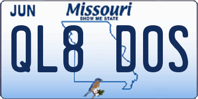 MO license plate QL8D0S