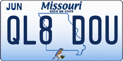 MO license plate QL8D0U