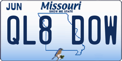 MO license plate QL8D0W