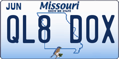 MO license plate QL8D0X