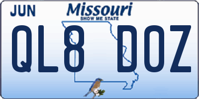 MO license plate QL8D0Z