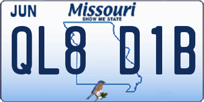 MO license plate QL8D1B