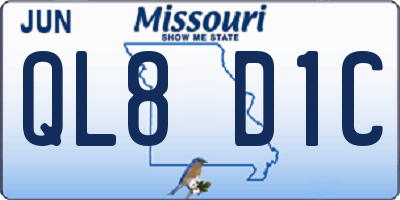 MO license plate QL8D1C