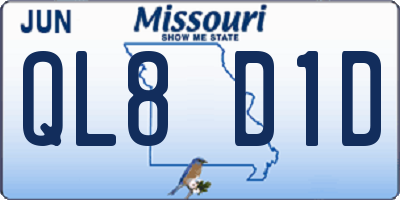 MO license plate QL8D1D