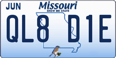 MO license plate QL8D1E